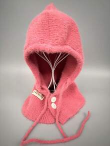 女士针织拉法帽，防风保暖护耳针织帽围巾套装，秋冬款