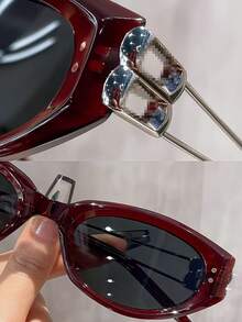 1pc/2pcs Retro Cat Eye Men's Square & Round Face High-End Narrow Frame Fashion Glasses, Suitable For Fishing, Traveling, Driving And Other Occasions - Multicolor - View 5