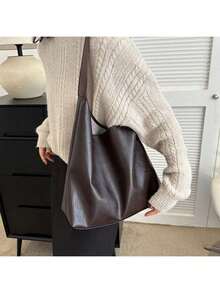 Slouchy Hobo Bag, Large Capacity Leather Look Shoulder Bag For Women, Extra Large Tote Holds Tablet, Soft Casual Purse With Metal Closure, Crossbody Boho Handbag For Daily Commute, Travel, Shopping. - Multicolor - View 9