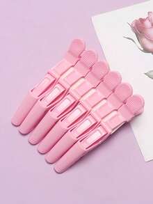 4pcs/Set Pink Crocodile Clip Hair Claws, Strong Grip And Stable, Easily Sections And Holds Hair For Hairstyling And Makeup, Suitable For Women And Girls, Suitable For Holidays, Daily Outings, Dates, Can Be Matched With Different Hairstyles To Create Sweet And Elegant Styles - Multicolor - View 5