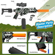 Soft Dart Automatic Toy Sniper Rifle. Toy Foam Launcher Dart Toy With 40 Darts, Electric Soft Dart Gun, Toy Gun Suitable For Boys, Toy Foam Cannon Set - Army Green - View 4