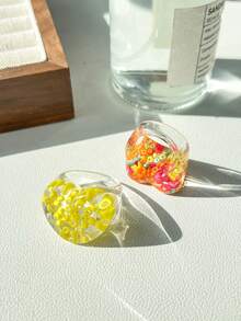 2枚夸张糖果透明树脂戒指，流行款，适合日常佩戴 - 2pcsA - 查看 6