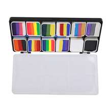 Kit de pintura corporal profesional, pintura corporal realizada por pintores corporales, pintura facial y kit de rayas de arcoíris de 12 colores. - Negro - Ver 4