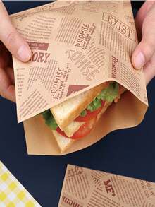 50pcs/Pack Hamburger Laminated Paper, Double-Layer Unfolded Baking Packaging Paper - Multicolor - View 5