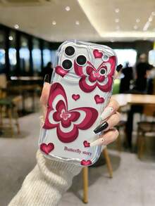 奶油色纹理波浪边亮面蝴蝶彩绘防摔手机壳，兼容 17 Pro/17 Air/17/17 Pro Max/16/11/16 Pro/16 Plus/16 Pro Max/16 e/15 Pro Max/13/14/12/XS/XR/7G/8P，兼容三星 Galaxy S25/S25 Plus/S25 Ultra/A16/A36/A26/A56，兼容小米 11/12 Pro/12/12 X/13 Pro/14 Pro/15 Pro，兼容 Redmi 10/9/Note9/12c/Note11 Pro/Note8 Pro - 彩色 - 查看 2