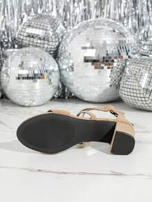 Giày sandal cao gót hở mũi, thời trang, gợi cảm, quai chéo, khóa cài màu đen, phong cách ngoài trời, đa năng dành cho nữ. - Màu be - Xem 7