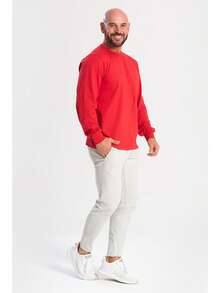Men's Long-Sleeve T-Shirt, 100% Cotton, Basic, Comfortable, Soft Touch, Breathable, Casual, Lightweight. - 紅色 - 查看 2