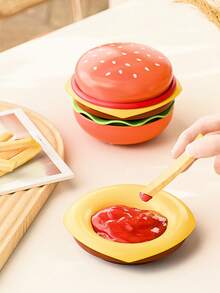 Hamburger Shaped Bone Dish Set, Household Plate Dipping Sauce Dish, High-Quality Plate Dipping Sauce Dish, Tableware - Multicolor - View 6