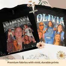 1pc Custom Bestie Photo Shirt, Bootleg Rap Tee, Personalized Gift, Personalized Gift For Valentine Day/Engagement/Wedding/Holiday/Daily Life, 100% Cotton, S-2XL - màu đen - Xem 3