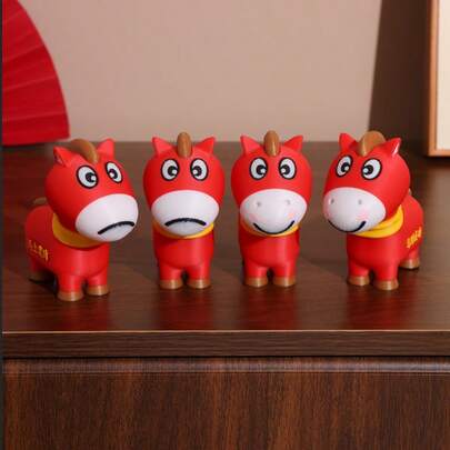 1pc Cute Crying & Laughing Horse Figurine, Durable PLA Material Craft, Movable Mouth To Change Expressions, Car Dashboard Decor, No Power Needed, Suitable For Thanksgiving And Year-Round Indoor/Outdoor Decoration, Unique Car Interior And Home Desktop Decor