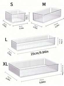5件套透明塑料抽屉收纳盒，桌面化妆品收纳盒，透明梳妆台整理盒，优雅收纳盒，办公桌抽屉分隔收纳盒，适用于收纳化妆品、珠宝、厨房用品、卧室用品、浴室用品、办公用品等。 - 無色 - 查看 8