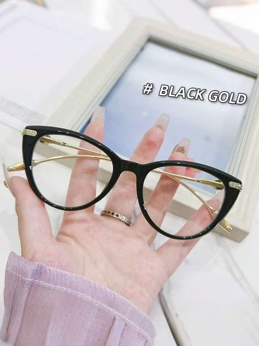 1pc Bestselling Makeup-Free Miracle Cat Eye Frame Men's Super Light Fashion Transparent Frame Flat Glasses, Suitable For Everyday Wear - Clear - View 1