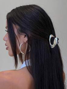 1pc Fashionable Minimalist Everyday Use Delicate Small Metal Silver Hair Claw Clip, Hair Claw Hair Accessory For Women - Multicolor - View 7