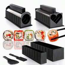 [DIY Sushi Set] 10-Piece Sushi Making Tool Set | Plastic DIY Sushi Tool Set, Household Sushi Mold Set, Kitchen Molds, Seaweed Rice Rolls, Multi-Shaped Rice Balls, Sushi Rolls - Black - View 8