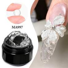 MEET ACROSS 2pcs 15ml Clear White Non Stick Hand Extension Gel Nail Polish Set With Flower Molds Sculpting Brush For 3D Shaping/Sculpting/Carving, Nail Art Solid Milky Jelly Hard Gel For Fake Nail Carving Flower Nail Art Acrylic Gel Varnish Rhinestone Glue Gel Easy To Operate Manicure For Home And Slaon Nail Supplies Nails - 彩色 - 查看 3