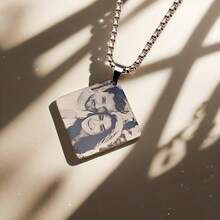 1 pieza Collar personalizado con foto, Collar para hombres, Collar de moda callejera personalizado para hombres con fotos y logotipos personalizables en formas circulares y cuadradas, Collar colgante de foto personalizado, Joyería de acero inoxidable, Joyería personalizada única, Regalos del Día de San Valentín y regalos de vuelta a la escuela, Regalo del Día de la Madre - Multicolor - Ver 7