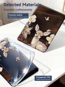 The Pattern Of Deer And Flowers Tablet Case Compatible With Air 11-Inch M3 2025 / M2 2024, Air 5th Generation 2022 , (A16) 11 Inch 11th Generation 2025,Compatible With Samsung Galaxy Tab,Kindle Paperwhite 12th Gen 2024, Clear Back ,Fashion Pattern Protective Case,Automatic Sleep And Wake-Up Function, Airbag Protection, Suitable For Gifts And Office Use - Multicolor - View 10
