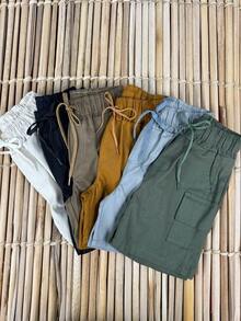 Set Of 3 Children's Twill Shorts, Boys' Design, Pedrinho Brand / Cargo Shorts / Elastic Waistband - Nhiều màu - Xem 7