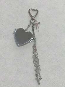 Hanging Decorations Love Charm Mesh Bag Lipstick Holder Stainless Steel Lip Balm Pouch Metal Keychain Keyring Car Chain Travel Accessories Keychain Accessories Bag Charm Purse Charm - 銀色 - 查看 8