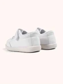 1 Pair New Unisex Toddler White Simple Sneakers, Lace-Up Design, Round Toe, Soft Sole, Comfortable & Versatile, Suitable For Daily Toddling Training, Kindergarten Formal Wear, And Short Family Outings, All Seasons - White - View 7