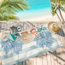 1条海洋生物珊瑚贝壳海螺印花沙滩巾，超强吸水速干，柔软轻便，适合游泳、沙滩、游泳、户外露营旅行，是理想的沙滩必备品。 - 彩色 - 查看 7