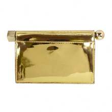 Shiny Metallic Roll-Top PU Leather Clutch Bag - Stylish Evening Party Purse Chain Women Shoulder Handbag For Banquet Wedding - 金色 - 查看 6