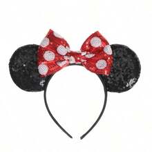1pc Disney Minnie Mouse Ear Headband With Glitter, Suitable For Halloween, Christmas Costumes. These Mouse Ear Bows Are Perfect For Men, Women And Couples, Ideal Headband/Hair Accessory For Princess Cosplay, Birthday Celebration And Christmas Party - Multicolor - View 12