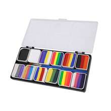 Kit de pintura corporal profesional, pintura corporal realizada por pintores corporales, pintura facial y kit de rayas de arcoíris de 12 colores. - Negro - Ver 9