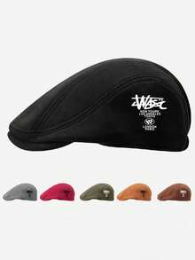 1顶纯色字母印花贝雷帽，时尚百搭的涤纶报童帽，适合日常佩戴，是送给家人、朋友、男女朋友的绝佳礼物，也适合圣诞节、母亲节、父亲节、教师节、生日等场合。 - 彩色 - 查看 1