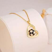 1pc World Cup Football Series Necklace, Sports Style Football Lover's Necklace, Versatile Minimalist Elegant Heart Pendant Clavicle Chain, Women Necklace - Multicolor - View 7