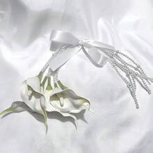 1束优雅的白色/粉色人造马蹄莲和百合花束 - 婚礼花艺布置新娘捧花，点缀绿色，适合新娘、伴娘、婚礼季、情人节派对 - 彩色 - 查看 9