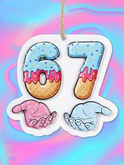 1 chiếc đồ trang trí số 67 ngộ nghĩnh, mặt dây chuyền trang trí hình bánh donut kem số 67 sáng tạo, đồ trang trí treo túi xách, đồ trang trí treo bằng gỗ hình số 67 hoạt hình, dùng cho xe hơi, túi xách, quà tặng, đồ trang trí quà tặng ngộ nghĩnh, trang trí nhà cửa, đồ trang trí sân vườn, phụ kiện trang trí phòng.