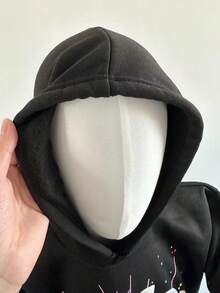 Men's Hip Hop Oversized Letter Printed Harajuku Retro Big Size Hoodies Hoodie Long Sleeve And Pants Set Joint Set For Men And Women 2PC - màu đen - Xem 4