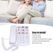 LD‑858HF Big Button Telephone Amplified Photo Memory Corded Landline for Seniors Elderly - Blanco - Ver 3