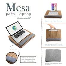 Escritorio portátil con cojín para Laptop y Escritura Soporte para Bandeja de computadora Mesa de Almohada con reposamuñecas para Cama sofá Coche -009 - Gris - Ver 5