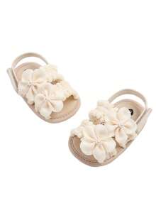 婴儿凉鞋 男婴女婴夏季连衣裙平底鞋沙滩凉鞋 新生儿学步鞋 学步鞋 - 杏色 - 查看 8