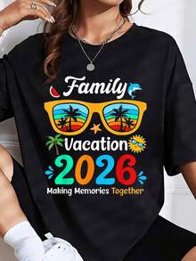 Family Vacation 2026 Making Memories Together Summer Trip Beach Holiday Travel Shirt, It Is A Perfect T-Shirt To Give To Friends And Family On Any Holiday Or Festive Occasion, 220g - 黑色 - 查看 2