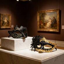 Couple Masquerade Ball Mask, Venetian Party Mask, Halloween Costume Party Opera Carnival Gathering Unisex Fashionable High-End Mask - Gold - View 12