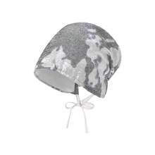 Early Autumn Liquid Silver Leopard Print Headscarf Futuristic Design Cool Hip-Hop Hot Girl Beanie Slouchy Hat - 暈染粉蝴蝶頭巾 - 查看 4