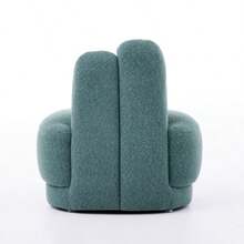 Cozy Bunny-Ear Fabric Ottoman, Fixed Padded Stool With Cute Ears, No Storage Space, Not Removable - Green - View 1