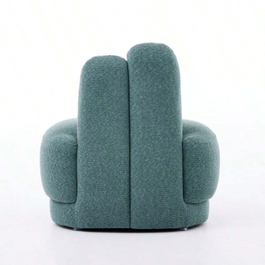 Cozy Bunny-Ear Fabric Ottoman, Fixed Padded Stool With Cute Ears, No Storage Space, Not Removable - Green - View 1