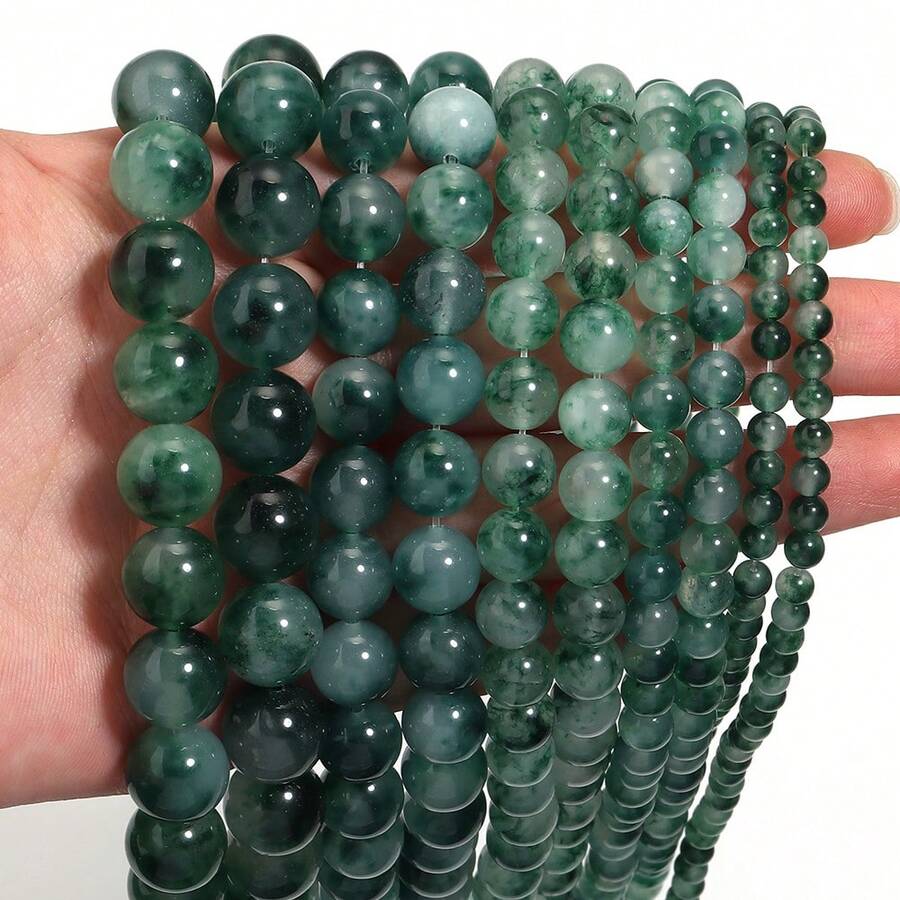 1 Strand Deep Green Agate Gemstone Beads 4/6/8/10/12mm Natural Stone Beads For DIY Jewelry Making