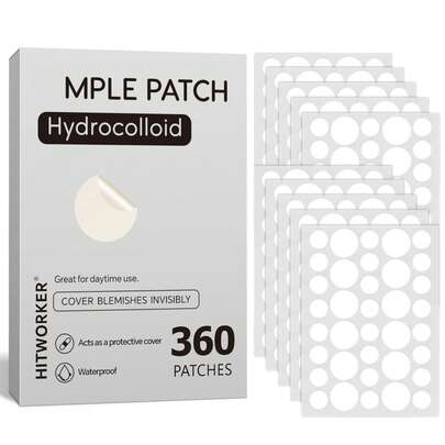 360片水基凝胶贴，适用于痘痘和不适——隐形高品质水杨酸、茶树油和金盏花油祛痘贴，无残留，24小时防护，浅米色祛痘护理