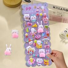 1pc Funny Animal Bubble Sticker, 3D Cartoon Rabbit Bubble Sticker, Suitable For Party, Classroom, Birthday, Christmas Gift - Multicolor - View 7
