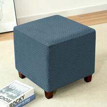 1pc Jacquard Solid Color Elastic Square Stool Cover, Soft & Fashionable Furniture Protector Slipcover, Suitable For Living Room, Bedroom Or Office Decor, Machine Washable, Multi-Functional Chair Cover, Snug Fit - Multicolor - View 11