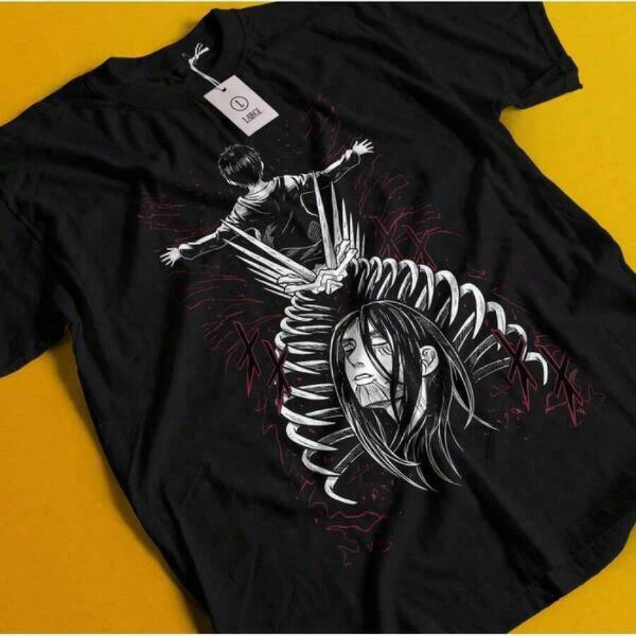 Shirts Graphic 180g Pure Cotton T-Shirt Shirt Eren Mikasa Tshirt T-Shirt  Erwin Hange Armin Tee,Unique Print Casual T-Shirt,Machine Washable SpringSummer Holiday Apparel Thanksgiving T Shirts,Pure Cotton T-Shirt,Fashion Print Casual T-Shirt, Standard Fit T-Shirt For Men Seasonal Apparel Breathable Material,Festive-Unisex - Black - View 1