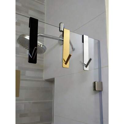 不锈钢S型浴室毛巾杆，适用于玻璃门，可用作浴室浴袍挂钩、壁挂式衣架、衣架、衣钩、挂钩、房间装饰、门后挂钩、壁挂式挂钩、衣柜收纳架、钥匙挂钩、钥匙架、衣架、粘钩、浴室收纳、粘性墙钩