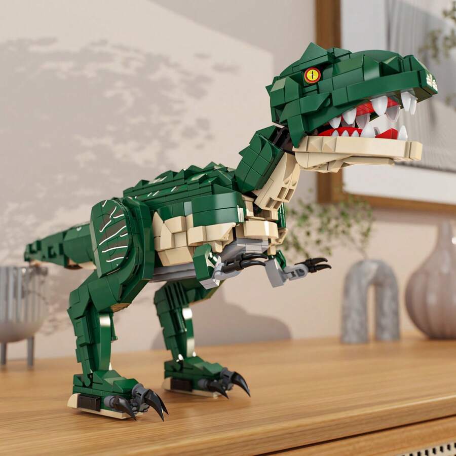 Kit de construcción de dinosaurios en miniatura con ladrillos: Tiranosaurio y Mosasaurio, modelo jurásico educativo - Tiranosaurio Rex - Ver 1