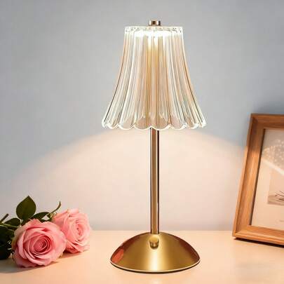 1pc Portable Crystal Desk Lamp, Fashionable Metal Table Lamp With Touch-Sensitive 3-Color Dimming, USB Rechargeable Bedside Lamp For Home Party Decor, Bedroom, Living Room, Office, Dining Room And Other Scenarios, Ideal Holiday & Birthday Gift