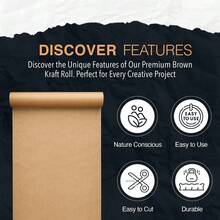 [Holiday Birthday Suitable] Large High-Quality Brown Kraft Paper Roll | Multi-Purpose For Gift Packaging, Party Banner, Painting, Bouquet, Moving, Meal Mats - Brown - View 7